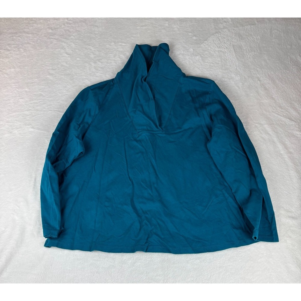 L.L. Bean‎ Sweater Womens 3X Teal Tight Knit Stretch Casual Long Sleeve Pullover